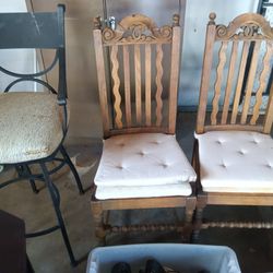 4 Wooden Dinner Dining Chairs W Cushions