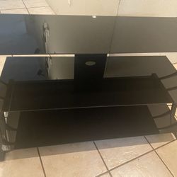 Entertainment Center-Black Glass Steel Frame