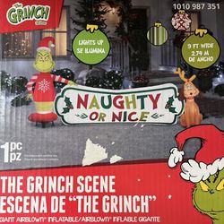 9FT -LED Grinch with Naughty or Nice Christmas Airblown Inflatable