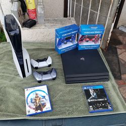 1 Game. 2 Controllers. 2024 Playstation 5 PS5 Slim 1TB $480! If you broke asF I have 2020 PS4 Pro 1TB Bundles. $260. Trade are welcome