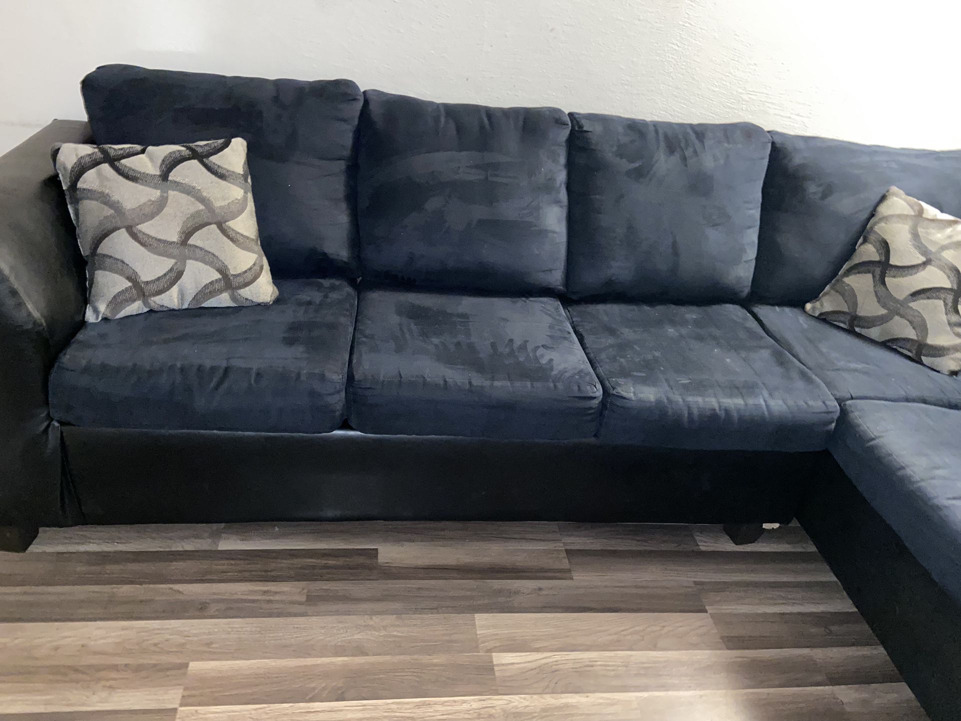 Black Suede/Leather Sectional 