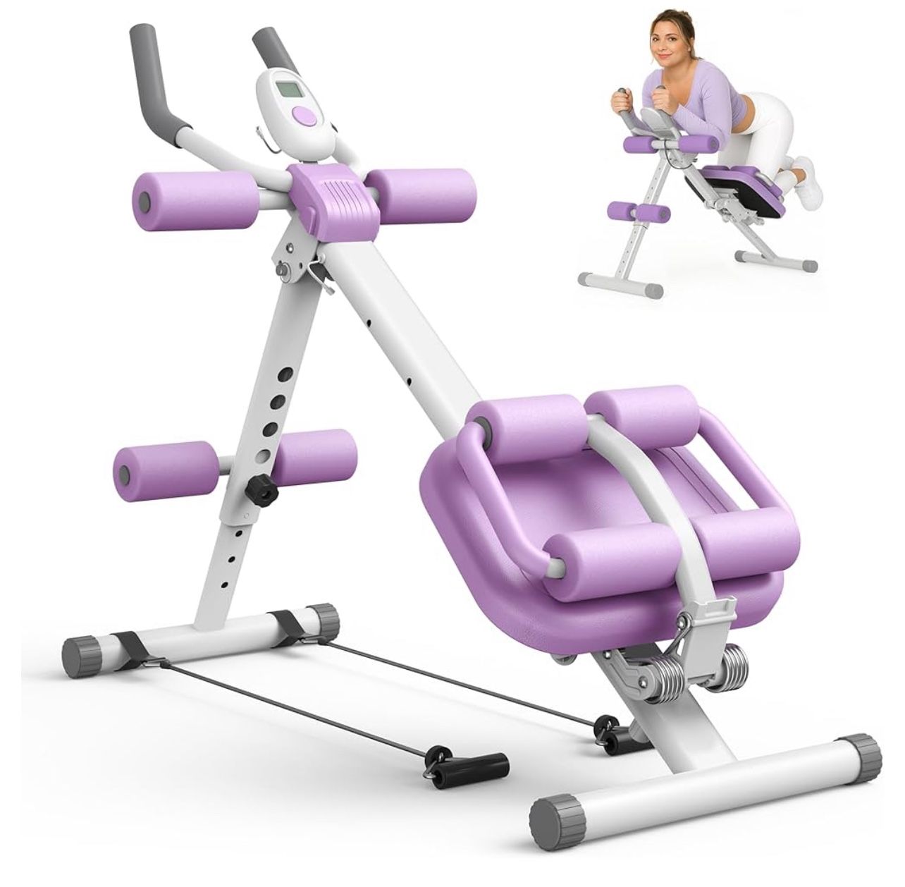 Multifunctional Ab Machine, Adjustable Ab Workout Equipment, Ab ＆ Sit Up Machine for Stomach Workout, Foldable Abdominal Trainer With Knee and Back Pr