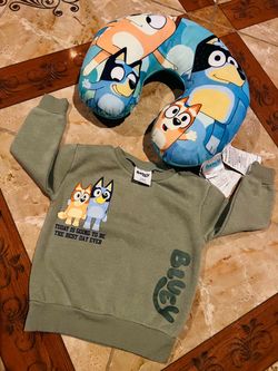 Toddler Bluey & Bingo Sweatshirt & Travel Neck Pillow