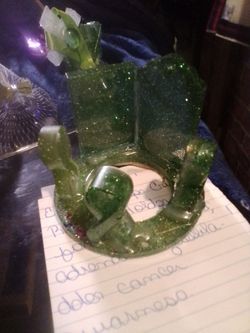 Green Glitter Resin Candle Holder