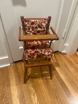 Vintage 1950’s-60’s Wooden Doll High Chair Thayer Tops for Tots