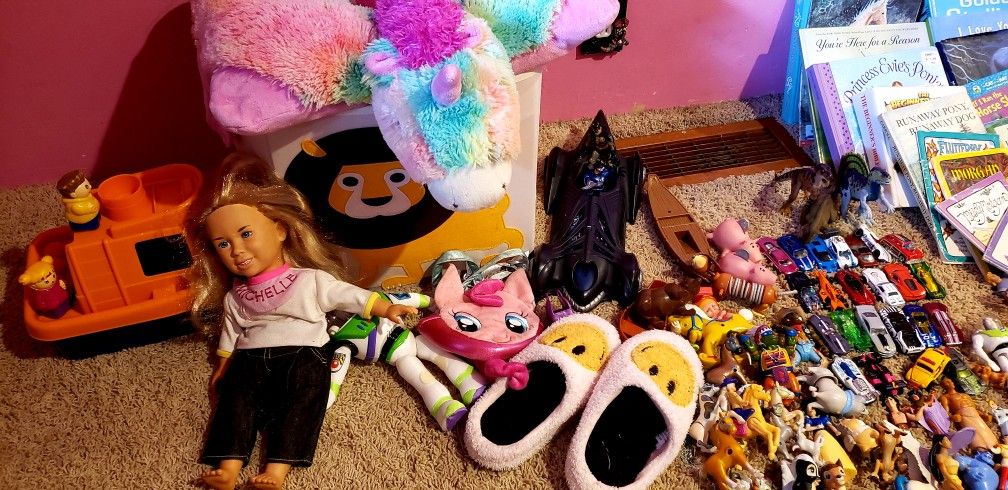 Toys And Books Toybox Full Of Toys Michelle Fullhouse Doll, Matchbox Cars, Batman Car & Many More