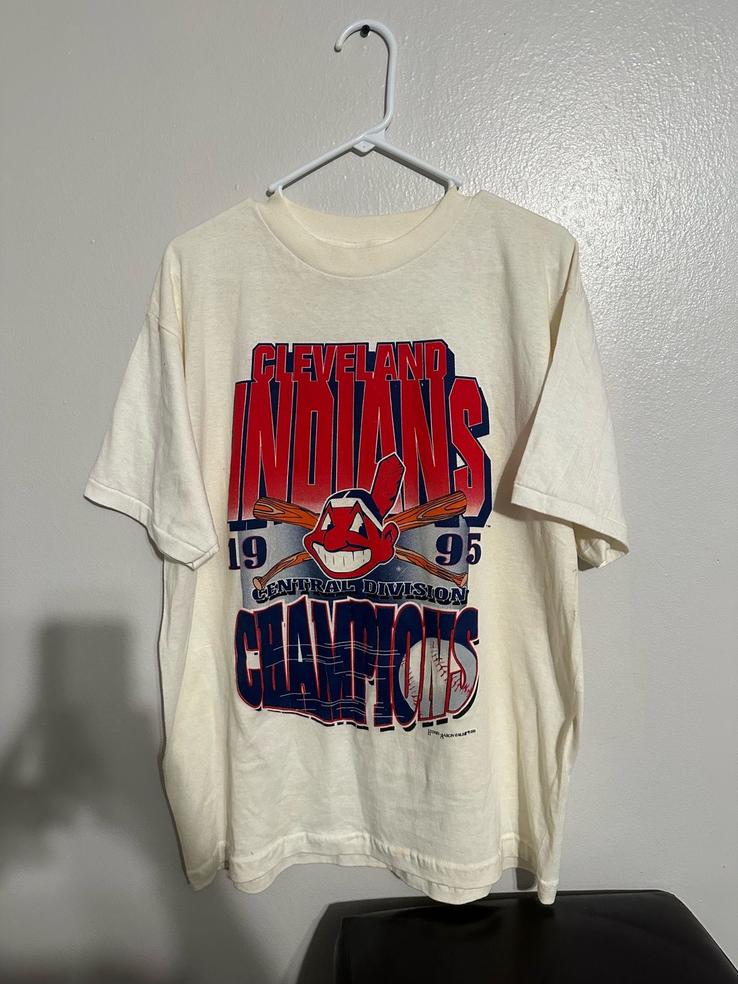 Vintage 1995 Cleveland Indians MLB Central Division Champions T-Shirt Mens Large