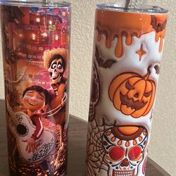 Tumblers  Con Temas De Halloween Y Día De Muertos