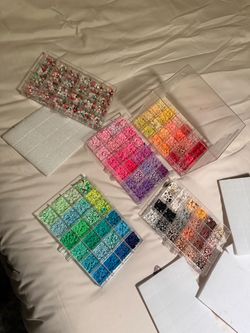 Large Clay Bead Collection in Organizer Cases