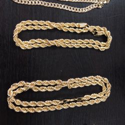 Cuban/Rope/Figaro 14k gold finish 24” 6mm/7mm necklace PLATED