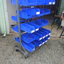 Rolling Uline Storage Bin Unit