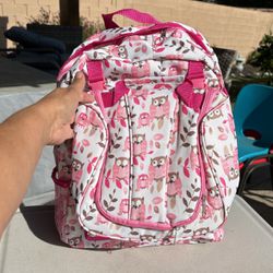 Backpack With Detachable Lunch Bag  -  Owl Print