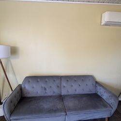 MODEL HOME CLOSING: MCM Microfiber Three Seater Collapsible Sofa Sleeper Silver Grey Microfiber Finish $300 OBO