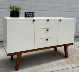 West Elm - White & Wood Buffet - Storage Cabinet - Dresser
