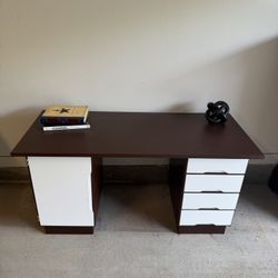 Modern Desk with Drawers + Cabinet