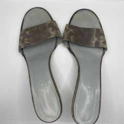 GUCCI | lizard print | minimalist slide sandals |size 9.5B
