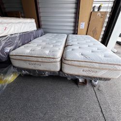 Saatva Split California King Plush Soft Mattress Set