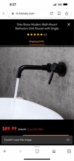 Stev Brass Modern Wall-Mount Bathroom Sink Faucet with Single Black And Gold B68