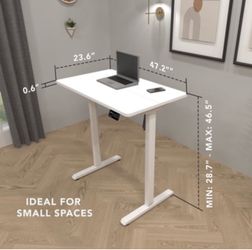 White Electric Height-Adjustable Standing Desk