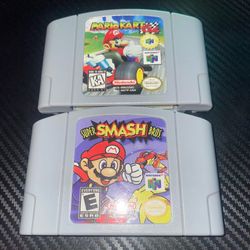 Nintendo N64 Mari Kart & Super Smash Bros Reproduction Cartridges