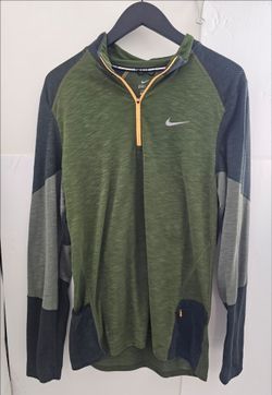 ​🔥 Nike Men’s Trail Kiger Half-Zip Running Shirt (Size L) - Green/Gray/Orange