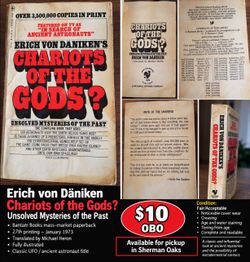 Vintage 1973 Chariots of the Gods? – Erich von Däniken – $10 OBO
