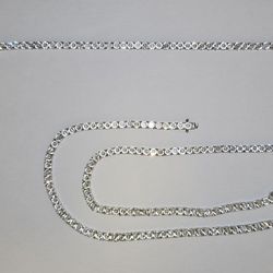 24 Inch Diamond Chain & 8 Inch Diamond Bracelet White Gold