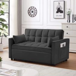 Modern Velvet Loveseat Futon Sofa Couch W/Pullout Bed,Small Love Seat Lounge Sofa W/Reclining