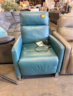 Leather power reclining armchair with metal foot