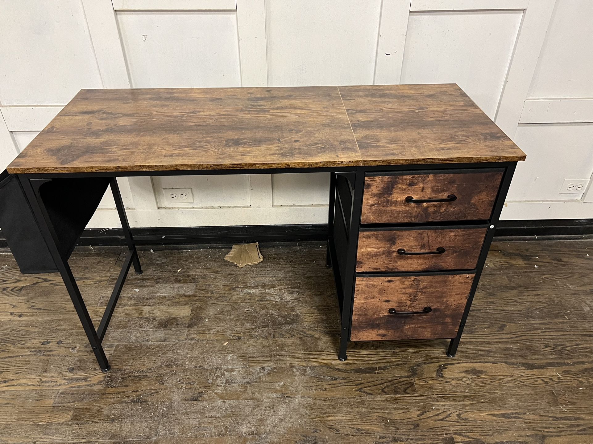 Brown Wooden Desk with Drawers
