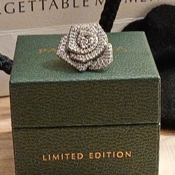 Pandora Authentic Brand New Sparkling XL Sterling Silver Solid Oversized Rose In Bloom Charm 