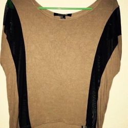 Tan Shirt with Sheer Black Sides - Medium