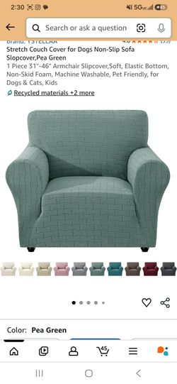 1 Piece 31"-46" Armchair Slipcover,Soft, Elastic Bottom, Non-Skid Foam, Machine Washable, Pet Friendly, for Dogs & Cats, Kids