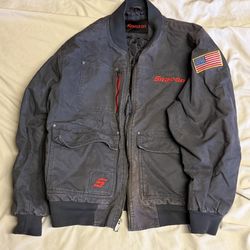 Snap On Tools Jacket Mens XL Gray Quilted  Heavyweight Flag