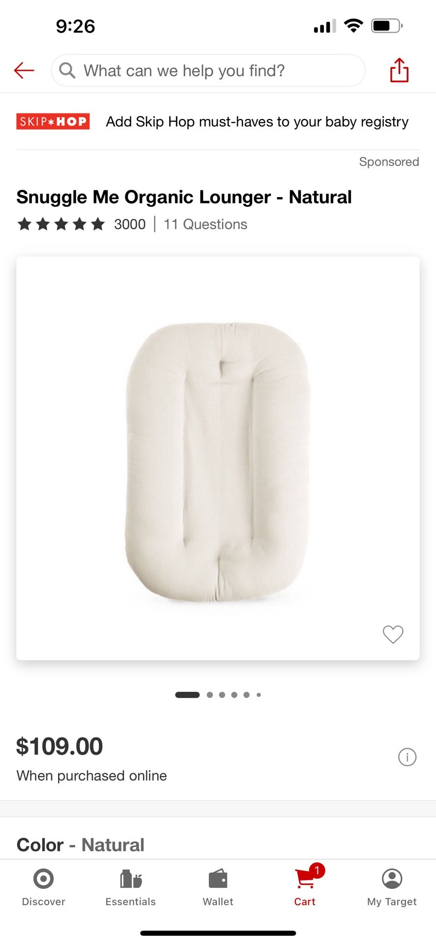 Snuggle Me Organic Lounger - Natural