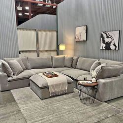 ✨ Sereen 6-Piece Fabric Modular Sectional Taupe – Like New with Tags