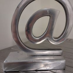 Large Aluminum Cast Desk Email @ Sign 7" Tall Office Boss Gift Paper Weight