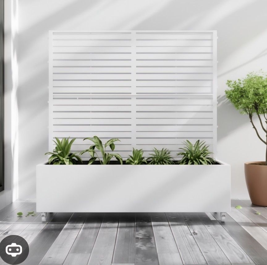 47" x 47" Iron Garden Trellis with Planter Box White,New Products : American Fashion Style Bags On Sale