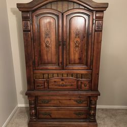 Traditional Wood Armoire / Wardrobe Dresser