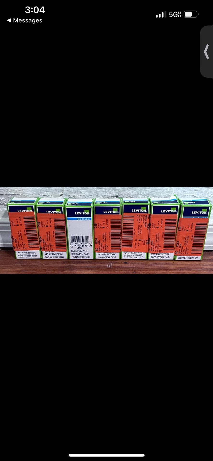 Leviton Decora 20 A 125 V Tamper Resistant Duplex Outlet/Receptacle, Black (7PK)