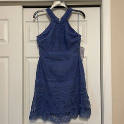 Brand New Greylin Blue Lace Overlay Dress - Size Medium