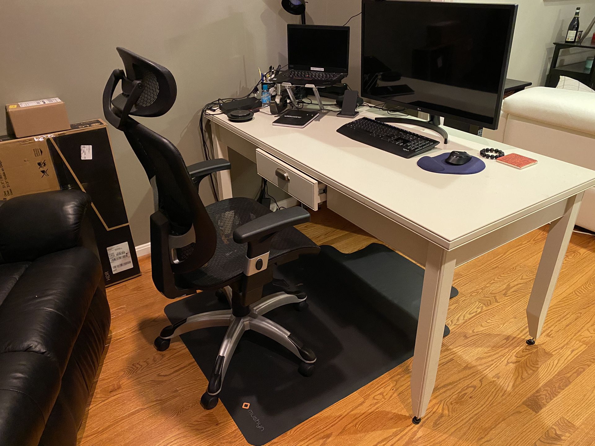 White Wood computer desk with drawer 60 L x 30 W x 29 H