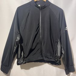 Woman’s Solid Black XL Adidas Warm Up Jacket/ Track With Zippered Pockets 