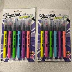 (2)  Sharpie Clear View 6PK Multicolored Chisel Tipped Stick Highlighters