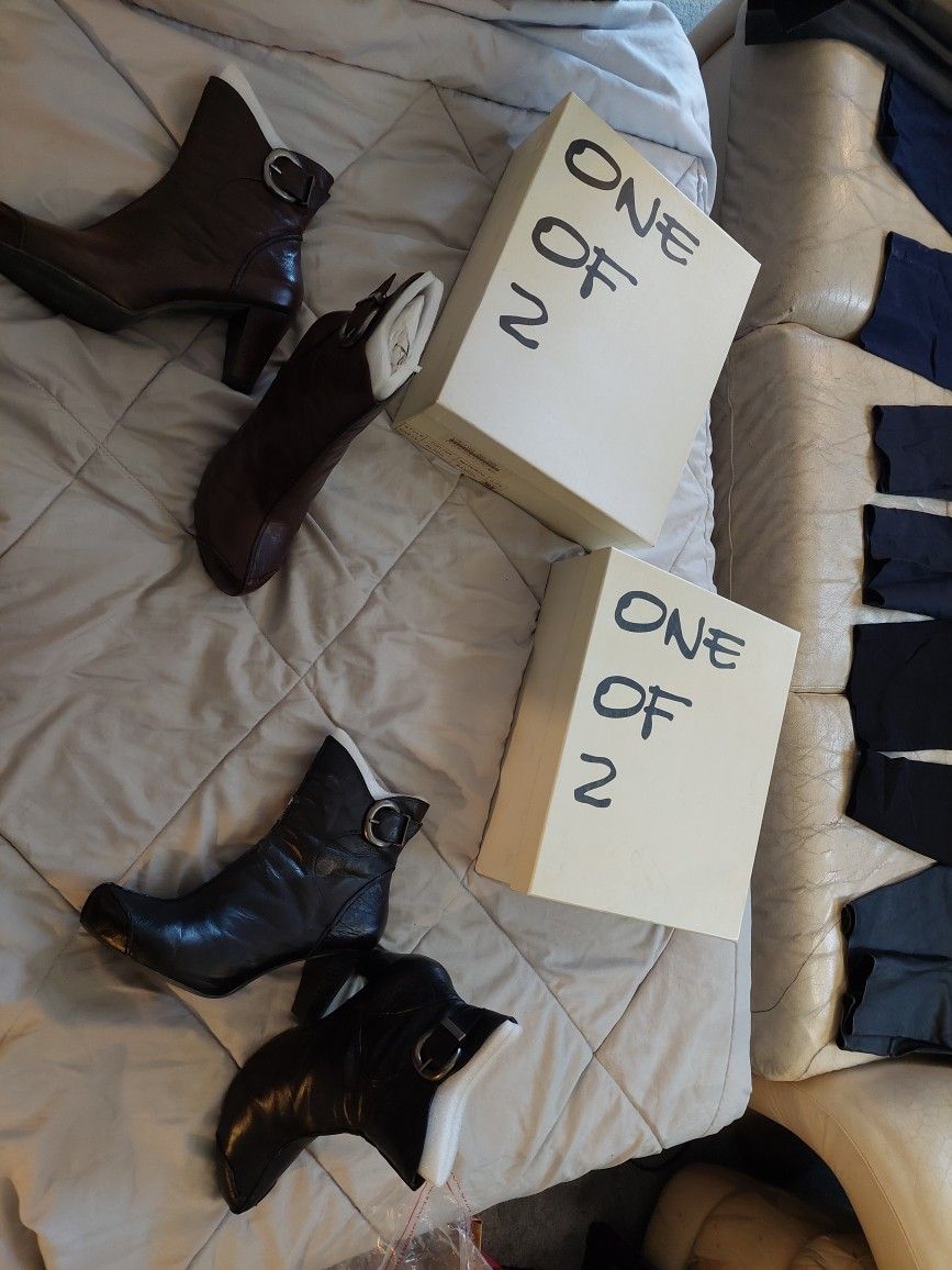  2-pair BNIB Women's One Of 2 Leather Boots