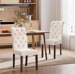 4 Dining Chairs Brand New Ivory Beige Color Tufted Upholstery