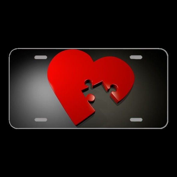License Plate Novelty Car Front Heart Love Puzzle Missing Part