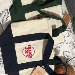 Trader Joe’s Tote Bags Dark Green And Dark Blue 