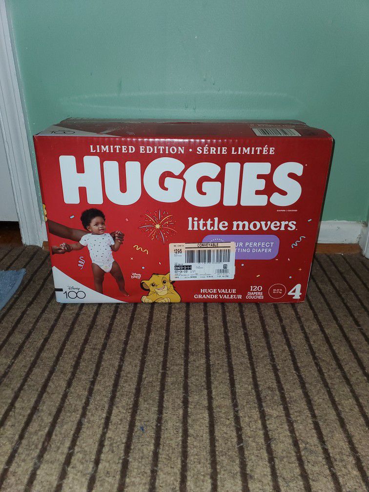 Box Huggies 120 Diapers Size 4