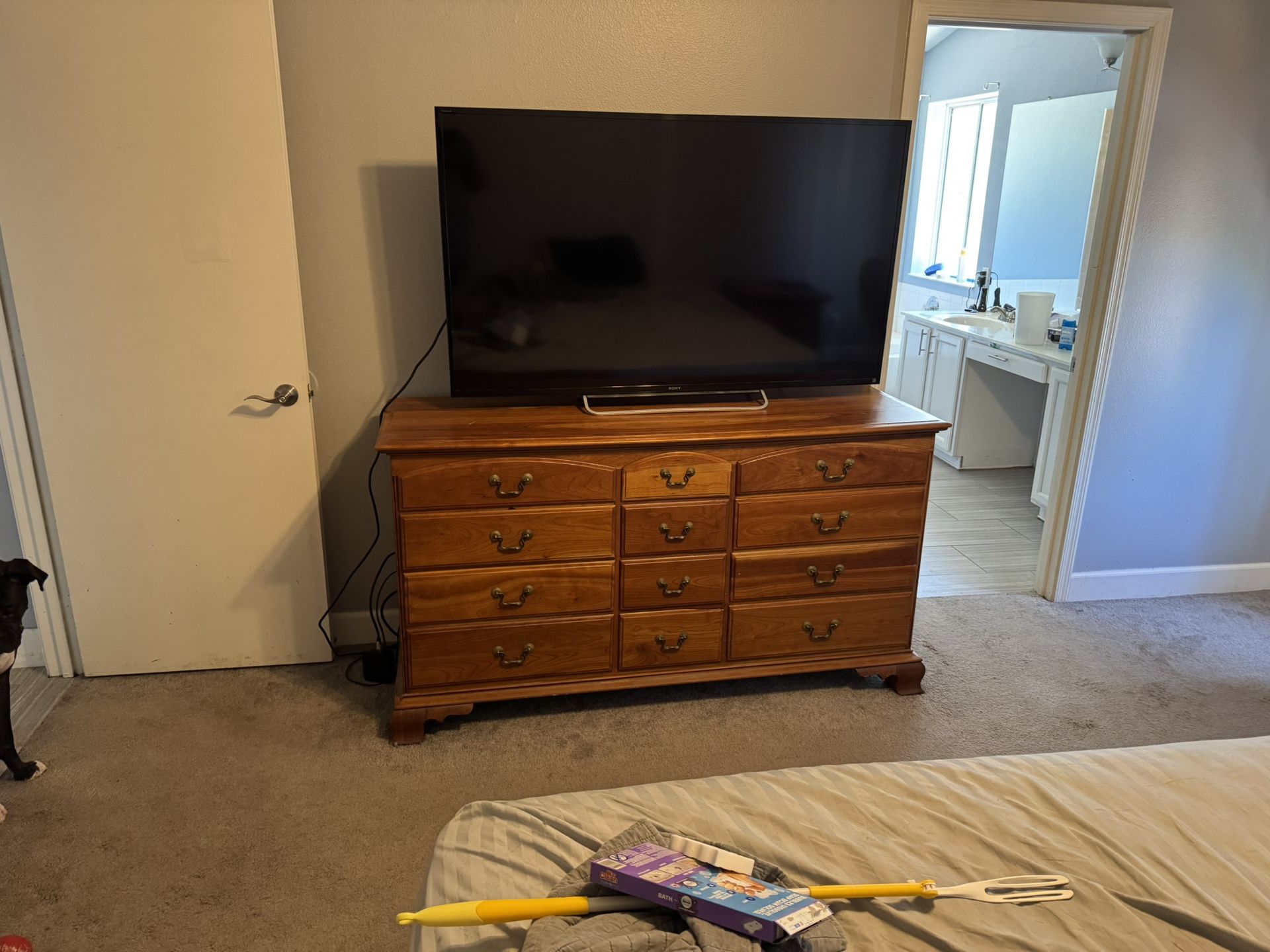 Old Wooden 12 Door Dresser 